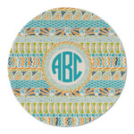 Abstract Teal Stripes Round Linen Placemat (Personalized)
