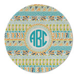 Abstract Teal Stripes Round Linen Placemat - Single Sided (Personalized)