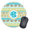 Abstract Teal Stripes Round Mouse Pad