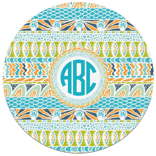 Abstract Teal Stripes Round Mousepad - APPROVAL