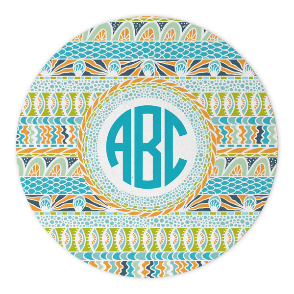 Abstract Teal Stripes Round Paper Coaster - Approval