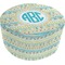 Abstract Teal Stripes Round Pouf Ottoman (Top)