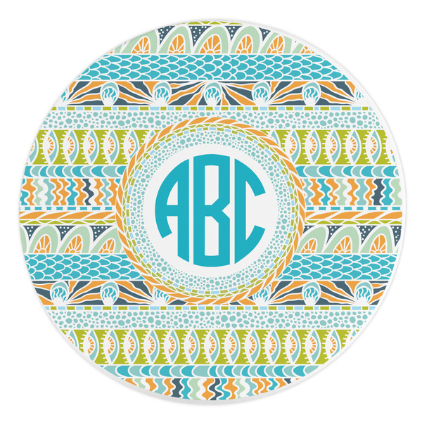 Custom Abstract Teal Stripes Round Stone Trivet (Personalized)