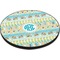 Abstract Teal Stripes Round Table Top (Angle Shot)