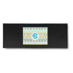 Abstract Teal Stripes Rubber Bar Mat (Personalized)