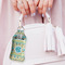Abstract Teal Stripes Sanitizer Holder Keychain - Large (LIFESTYLE)
