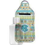 Abstract Teal Stripes Hand Sanitizer & Keychain Holder - Large (Personalized)