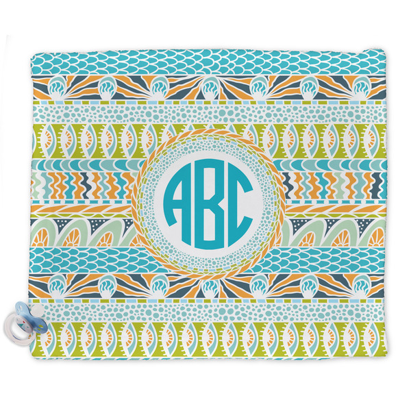 Custom Abstract Teal Stripes Security Blanket - Single Sided (Personalized)
