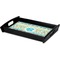 Abstract Teal Stripes Serving Tray Black - Corner