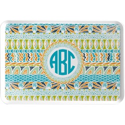 Abstract Teal Stripes Serving Tray (Personalized)