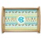 Abstract Teal Stripes Natural Wooden Tray - Small (Personalized)