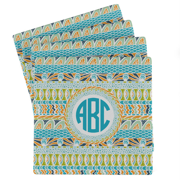 Custom Abstract Teal Stripes Absorbent Stone Coasters - Set of 4 (Personalized)