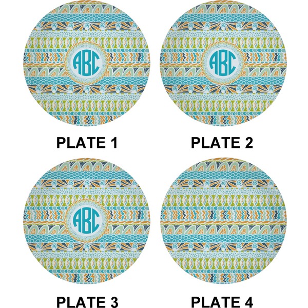 Abstract Teal Stripes Set of Appetizer / Dessert Plates (Approval)