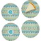 Abstract Teal Stripes Set of Appetizer / Dessert Plates