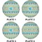Abstract Teal Stripes Set of Lunch / Dinner Plates (Approval)