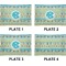 Abstract Teal Stripes Set of Rectangular Appetizer / Dessert Plates (Approval)