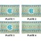 Abstract Teal Stripes Set of Rectangular Dinner Plates (Approval)