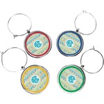 Abstract Teal Stripes Wine Charms (Set of 4) (Personalized)
