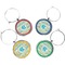 Abstract Teal Stripes Wine Charms (Set of 4) (Personalized)