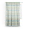Abstract Teal Stripes Sheer Curtain With Window and Rod