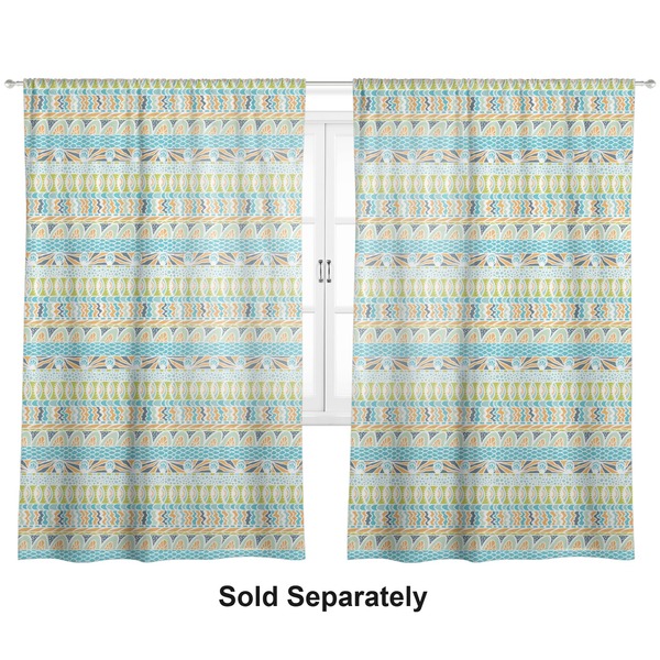 Abstract Teal Stripes Sheer Curtains