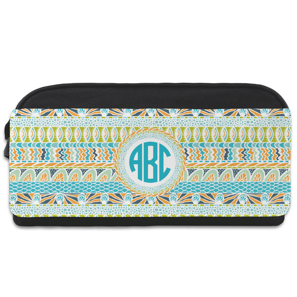 Custom Abstract Teal Stripes Shoe Bag (Personalized)