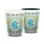 Abstract Teal Stripes Ceramic Shot Glass - 1.5 oz (Personalized)