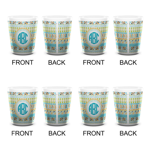 Abstract Teal Stripes Shot Glass - White - Set of 4 - APPROVAL