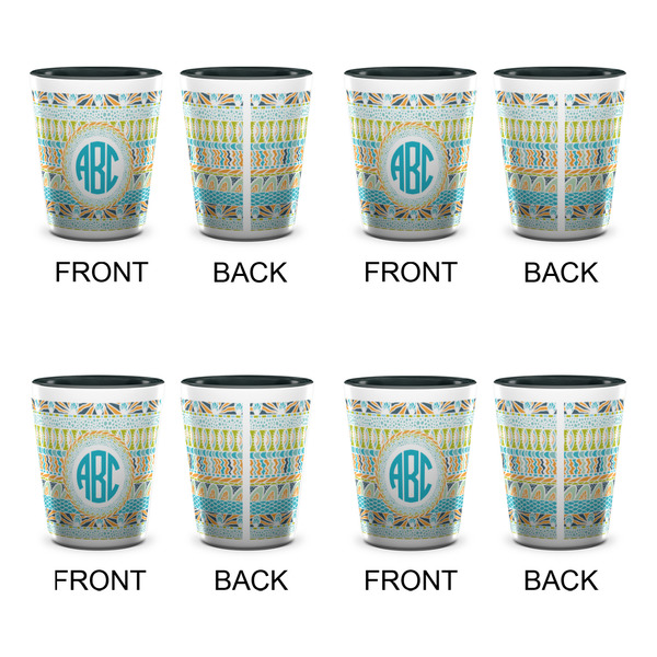 Abstract Teal Stripes Shot Glassess - Two Tone - Set of 4 - APPROVAL
