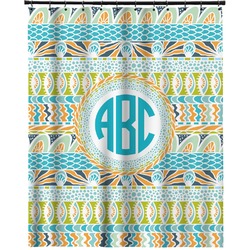 Abstract Teal Stripes Extra Long Shower Curtain - 70"x84" (Personalized)