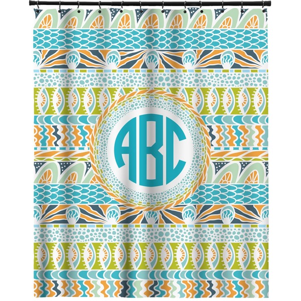 Custom Abstract Teal Stripes Extra Long Shower Curtain - 70"x84" (Personalized)