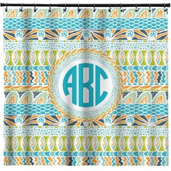 Abstract Teal Stripes Shower Curtain - Custom Size (Personalized)