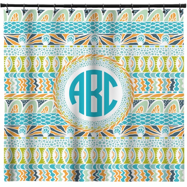 Custom Abstract Teal Stripes Shower Curtain - 71" x 74" (Personalized)