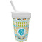 Abstract Teal Stripes Sippy Cup with Straw (Personalized)