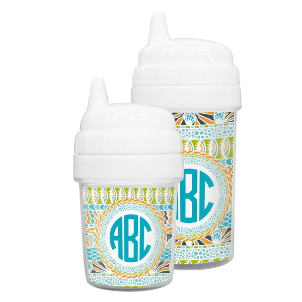Abstract Teal Stripes Sippy Cups