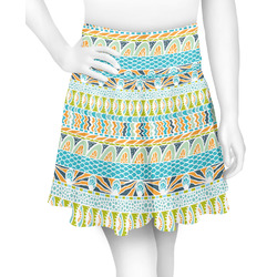 Abstract Teal Stripes Skater Skirt