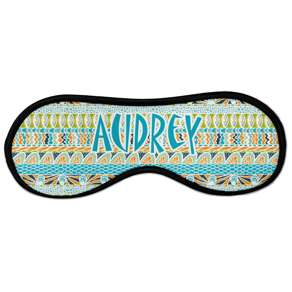 Abstract Teal Stripes Sleeping Eye Mask - Front Large