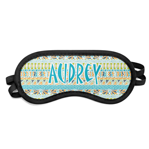 Custom Abstract Teal Stripes Sleeping Eye Mask (Personalized)