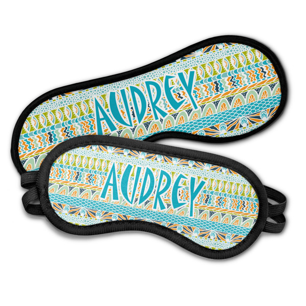 Abstract Teal Stripes Sleeping Eye Masks - PARENT