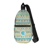 Abstract Teal Stripes Sling Bag (Personalized)