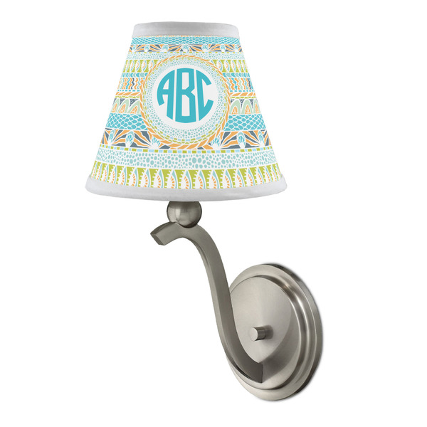 Abstract Teal Stripes Small Chandelier Lamp - LIFESTYLE (on wall lamp)