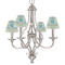 Abstract Teal Stripes Small Chandelier Shade - LIFESTYLE (on chandelier)
