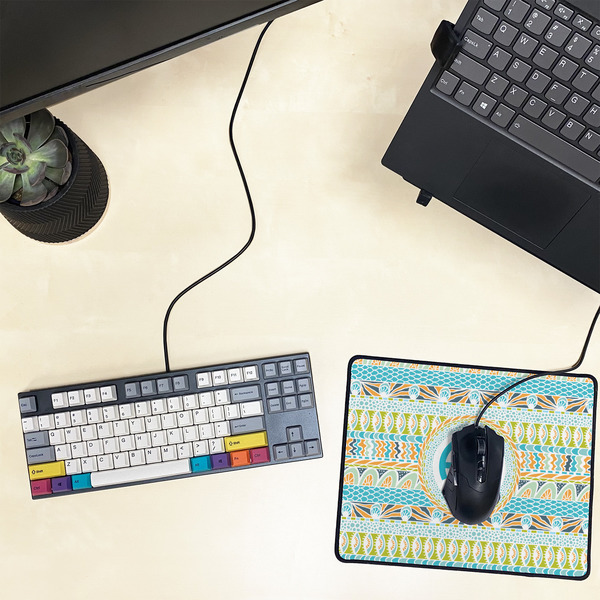 Abstract Teal Stripes Small Gaming Mats - LIFESTYLE
