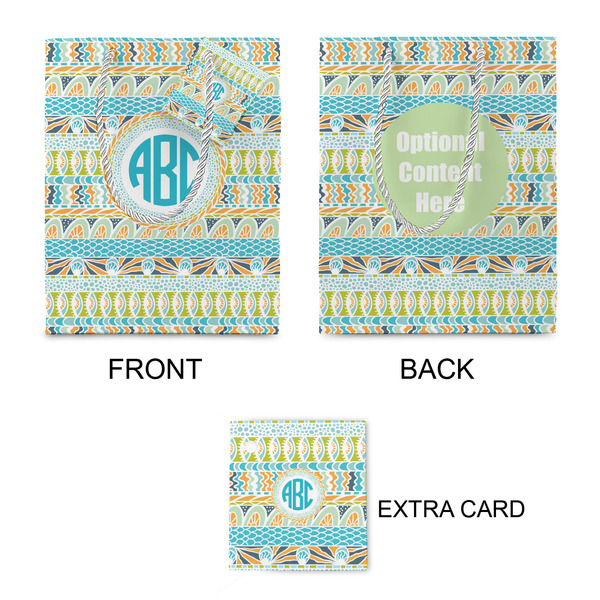 Abstract Teal Stripes Small Gift Bag - Approval