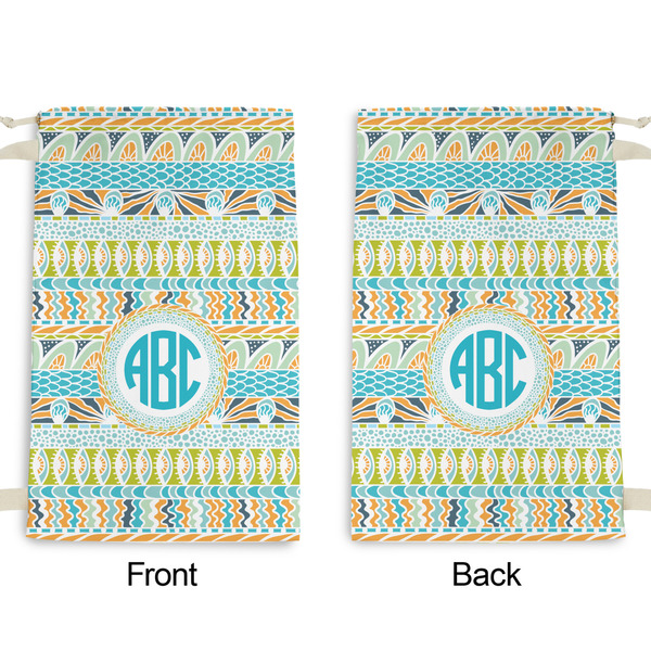 Abstract Teal Stripes Small Laundry Bag - Front & Back View
