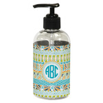 Abstract Teal Stripes Plastic Soap / Lotion Dispenser (8 oz - Small - Black) (Personalized)