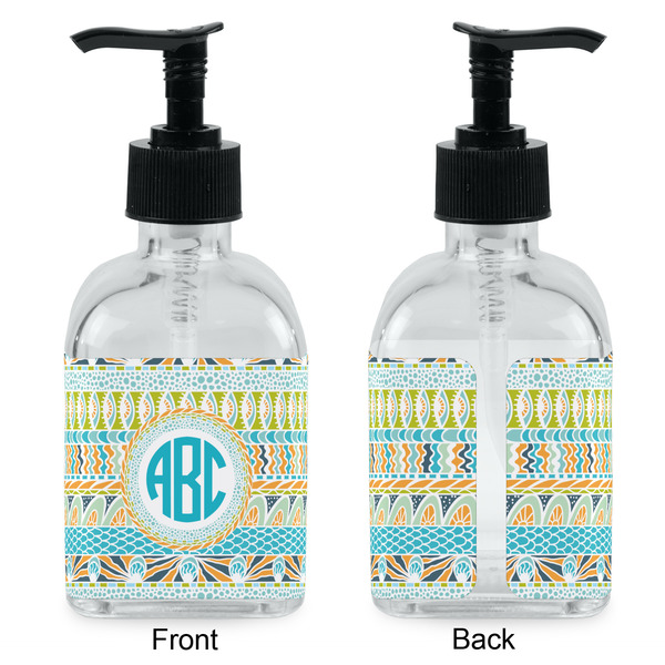 Abstract Teal Stripes Glass Soap/Lotion Dispenser - Approval