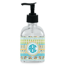 Abstract Teal Stripes Glass Soap & Lotion Bottle - Single Bottle (Personalized)