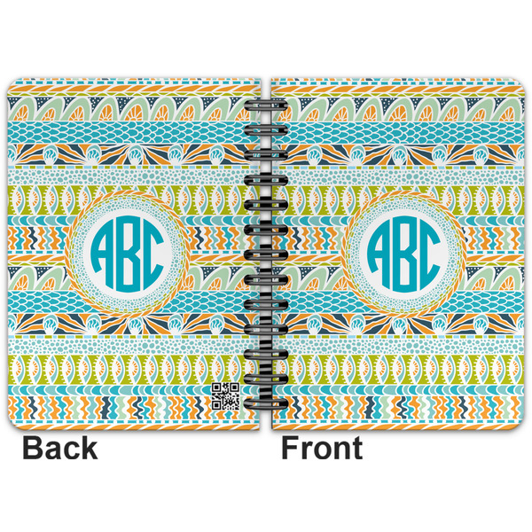 Abstract Teal Stripes Spiral Journal 5 x 7 - Apvl