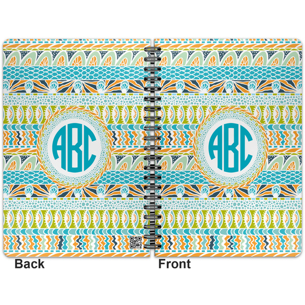 Abstract Teal Stripes Spiral Journal 7 x 10 - Apvl